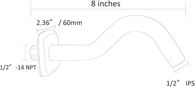 TRUSTMI 8-Inch Angled Shower Arm - Image 2