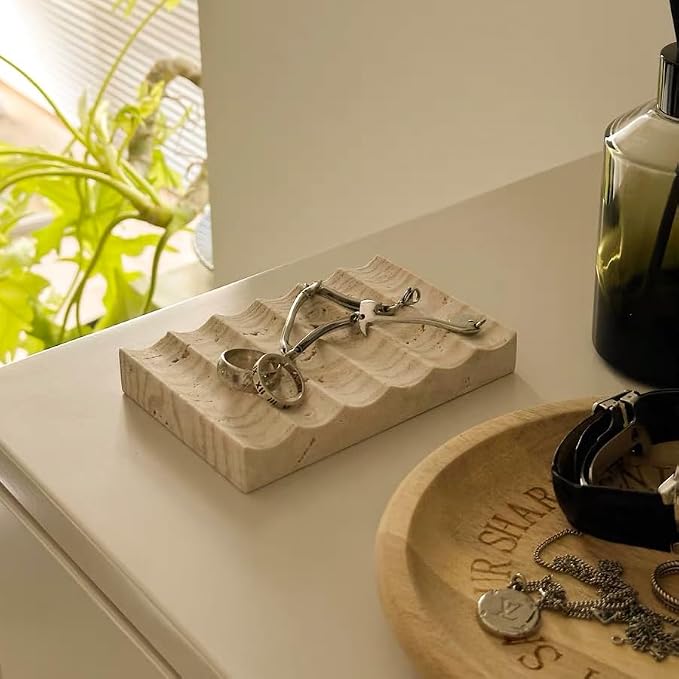 Luxury Travertine Soap Dish Marble Jewelry Ring Tray - Image 4