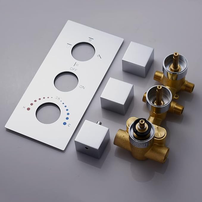 Thermostatic Shower System Chrome Shower Faucet Set 4 Way Bathtub Shower System - Image 7
