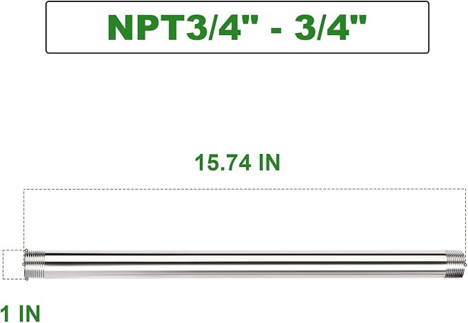 TAISHER 2PCS Stainless Steel Pipe Fittings, 3/4" NPT Male x 3/4" NPT Male - Image 2