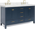 ARIEL Cambridge 60 Inch Midnight Blue Bathroom Vanity Double Sink, Solid Wood by Ariel