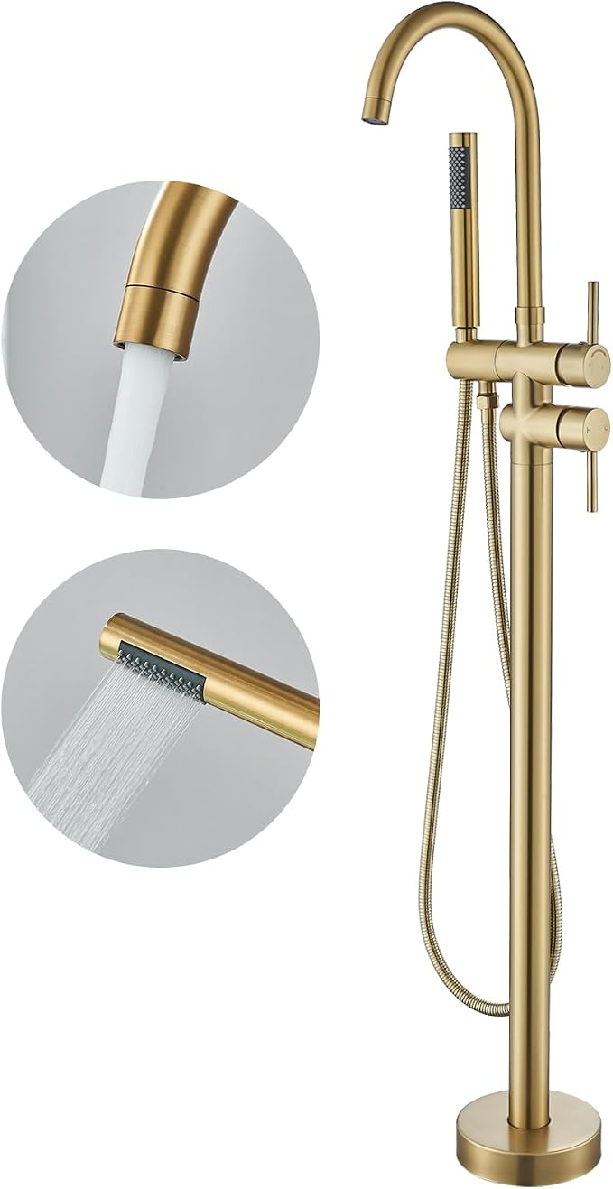 Brushed Gold Freestanding Bathtub Faucet by Pafilly