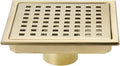 Square Shower Floor Drain Brushed Gold 6 Inch，Grille by DEOKXZBathroomMall