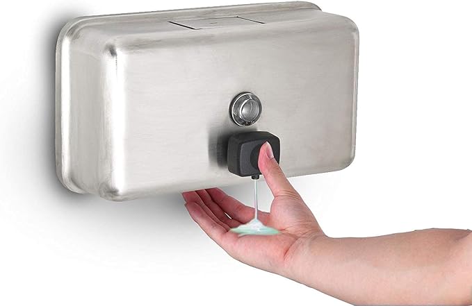 Alpine Commercial Wall-Mounted Soap Dispenser – Stainless Steel, Manual Pump - Image 4