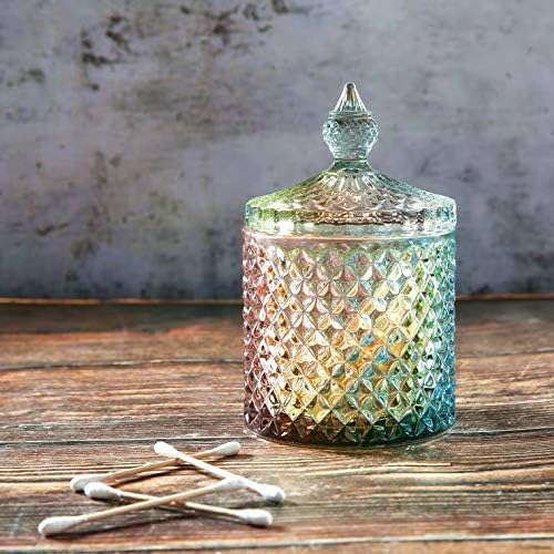 Colorful Home Decorative Jar Qtips Holder Dispenser Glass Storage Container - Image 5