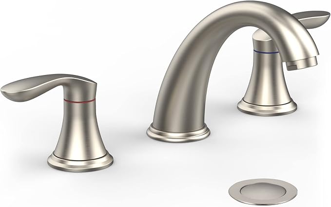 Bathroom Sink Faucet, Faucet for Bathroom Sink, Widespread Brushed Nickel by Unknown