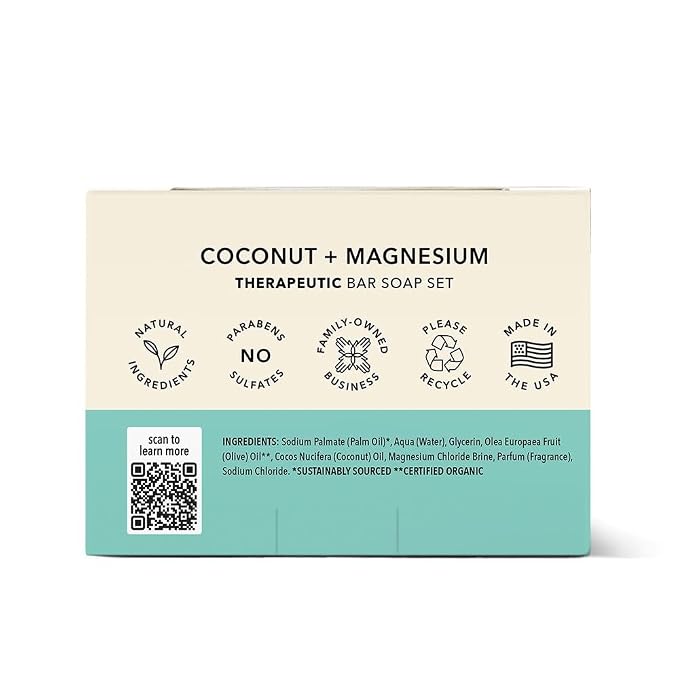 Olivia Care Coconut & Magnesium Bar Soap Set, Moisturizing Triple-Milled Formula - Image 2