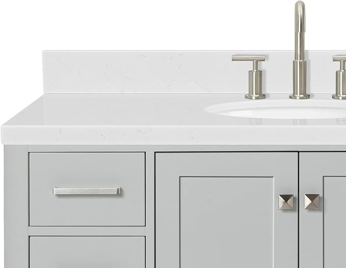 ARIEL Cambridge 48" Grey Bathroom Vanity, 1.5" Edge Carrara White Quartz - Image 10