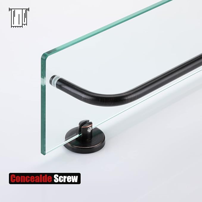 JQK Bathroom Glass Shelf Bronze, Shelf - Image 7
