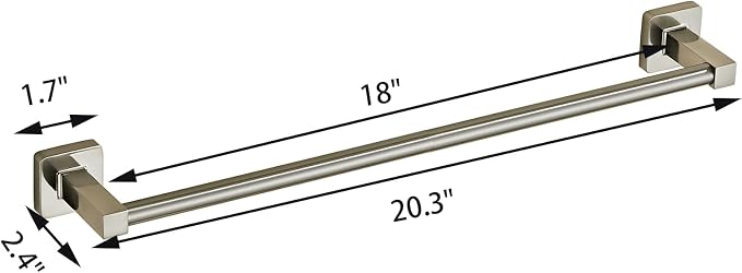 Bathroom Wall Mounted Towel Rack, 18 Inch Brushed Nickel Towel Bar - Image 6