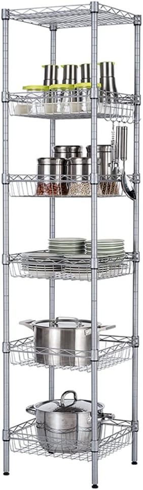 6 Tier Storage Racks Shelving, Heavy Steel Pantry Shelves, Adjustable Wire by Unknown