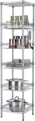 6 Tier Storage Racks Shelving, Heavy Steel Pantry Shelves, Adjustable Wire by Unknown