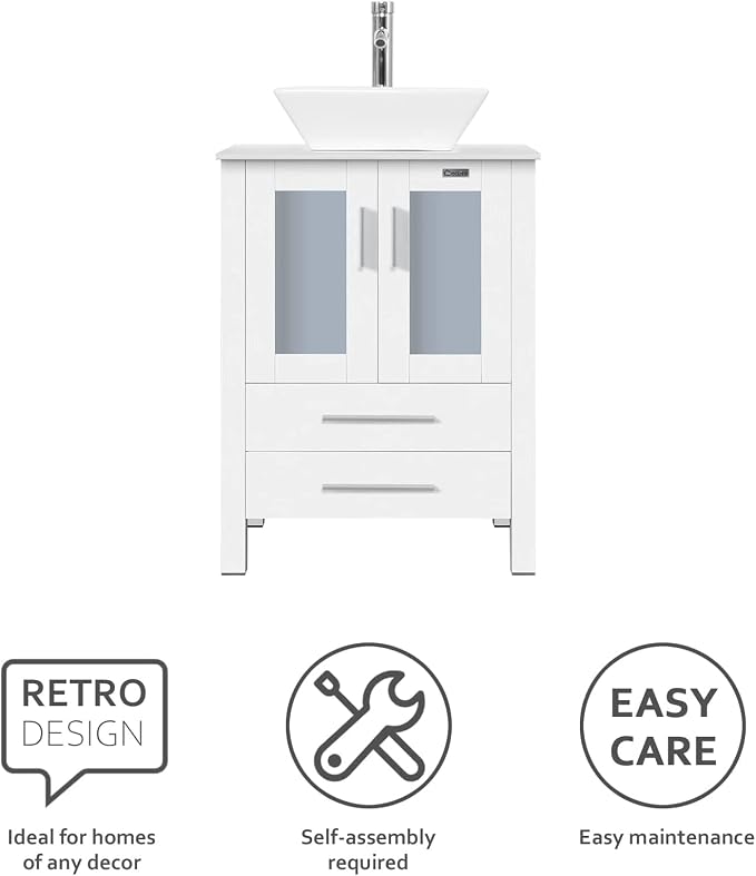 eclife 24" Modern Bathroom Vanity Sink Combo Freestanding Cabinet - Image 5