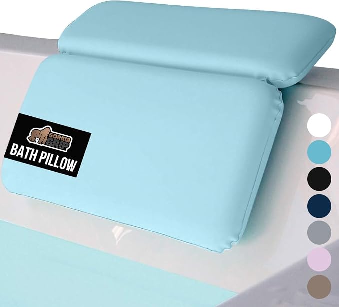 GORILLA GRIP Bath Pillow for Tub, Improved Suction Cups, Luxury Bathtub Pillows by GorillaGrip