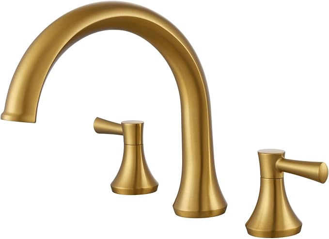 Roman Tub Faucet Deck Mount Tub Filler 2 Handles Brushed Gold Bathtub Faucets by wowkksanitaryware
