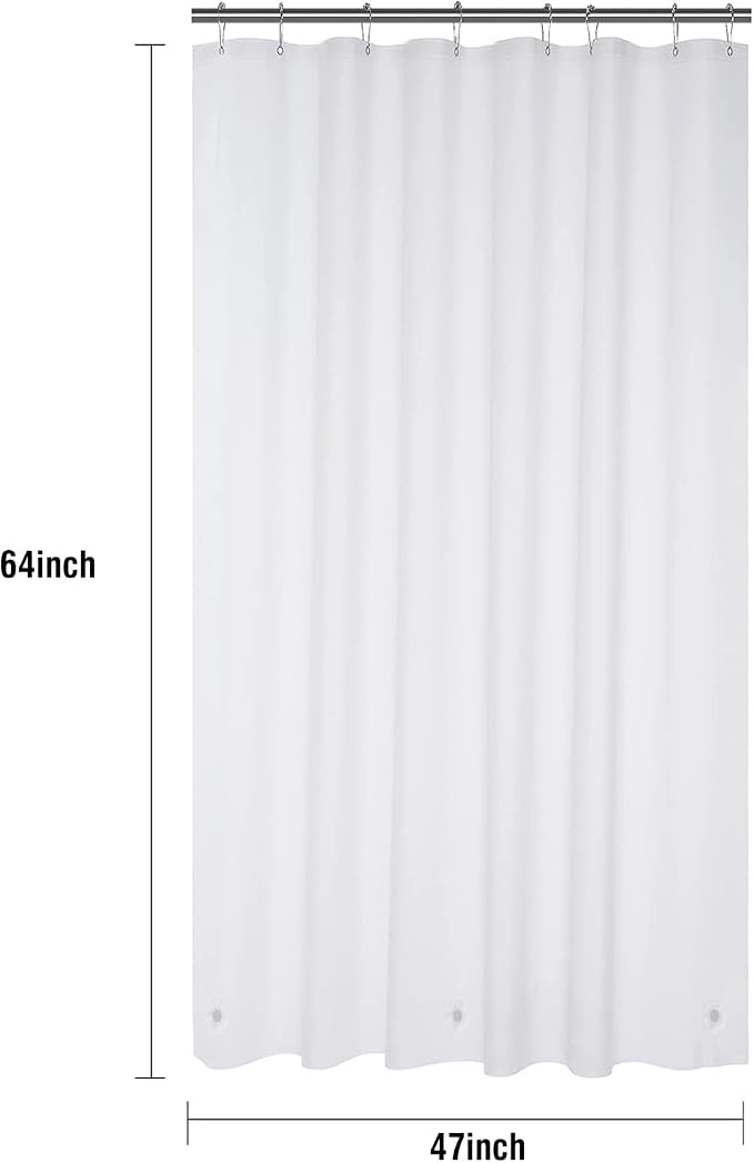 PEVA Plastic White Shower Liner 47 x 64 inch RV Shower Curtain - Image 2