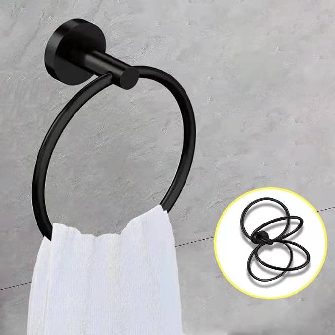 Cilee 8 Piece Matte Black Bathroom Hardware Set, 24inch Bathroom Towel - Image 5