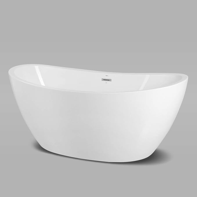 FerdY Naha 67" Acrylic Freestanding Bathtub, Curve Edge Freestanding Soaking - Image 3