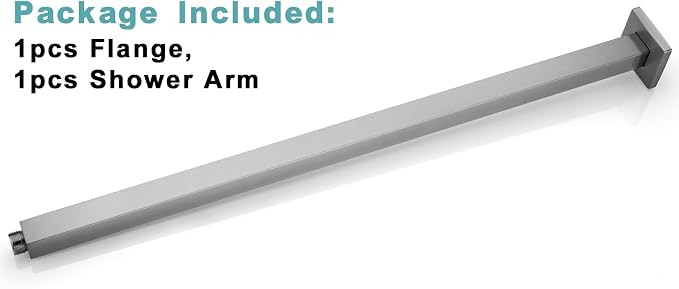 BESTILL 24 Inch Brushed Nickel Ceiling Mount Shower Arm and Flange, Square Rain - Image 7