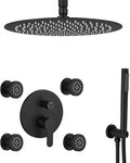 Matte Black Round Shower Faucet Set by Unknown