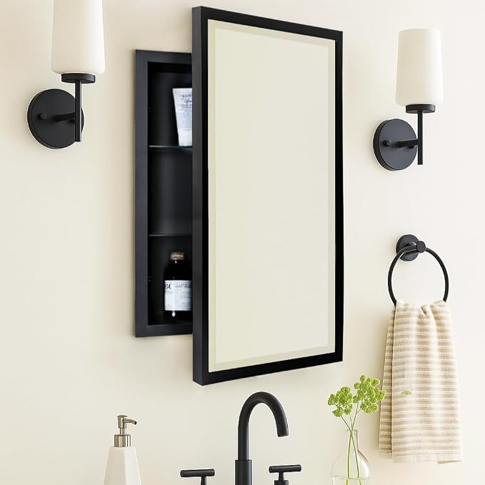 TEHOME Black Recessed Bathroom Medicine Cabinet by TEHOME