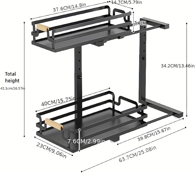 MIKEE Under Sink Organizer, 2 Tier Under Sink Organizers and Storage, Bathroom - Image 3