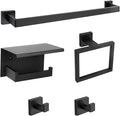 Bathroom Towel Bar Holder Sets Matte Black 5-Piece Bathroom Hardware Set by MEIJIELUOHEATEDWARMERRACKS