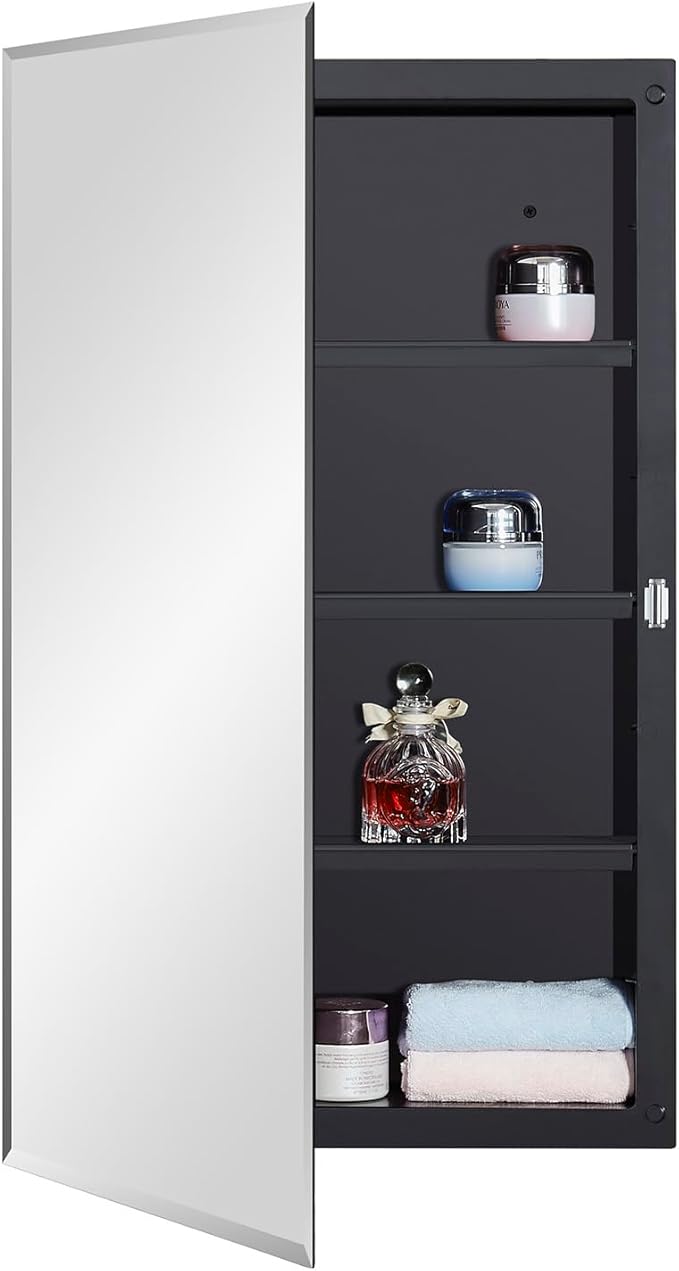DYLLOR Black Plastic Medicine Mirror Cabinet by MedicineCabinetsMirrors
