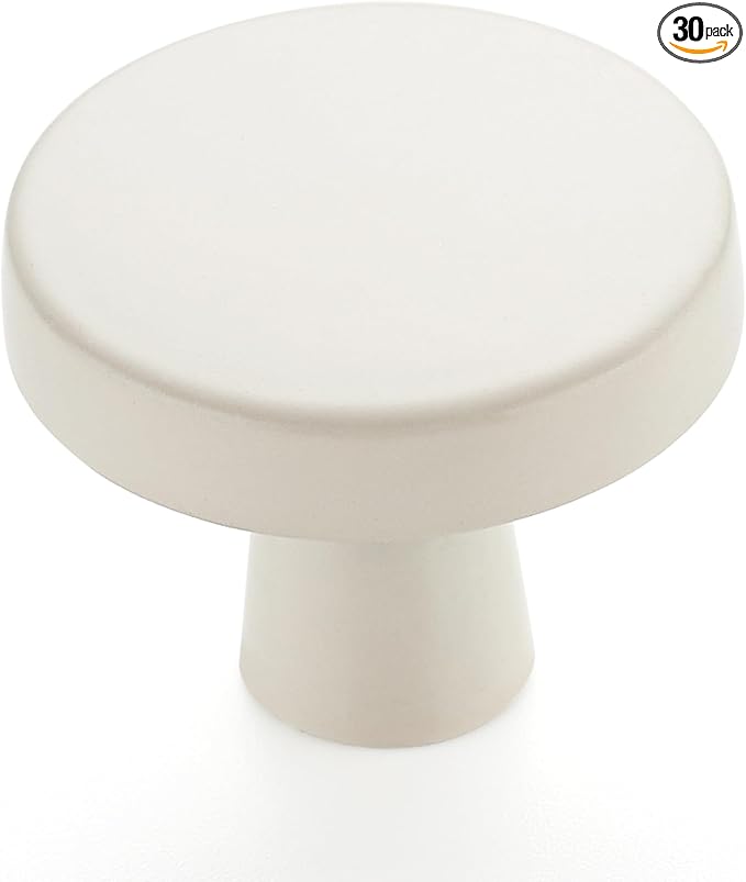 Ravinte 30 Pack Drawer Pulls 1-1/4 Inch Kitchen Cabinet Knobs White Solid Round by Ravinte