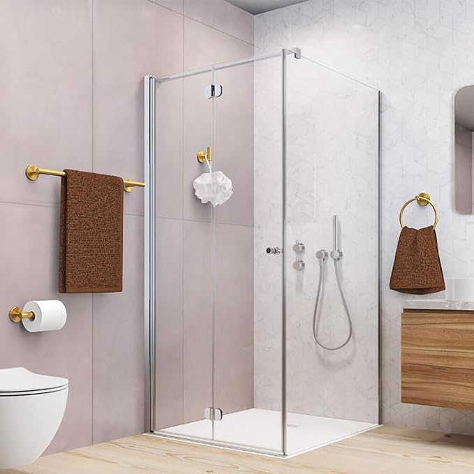 USHOWER Brushed Gold Bathroom Accessories Set, 24-Inch Towel Bar Set Wall - Image 6