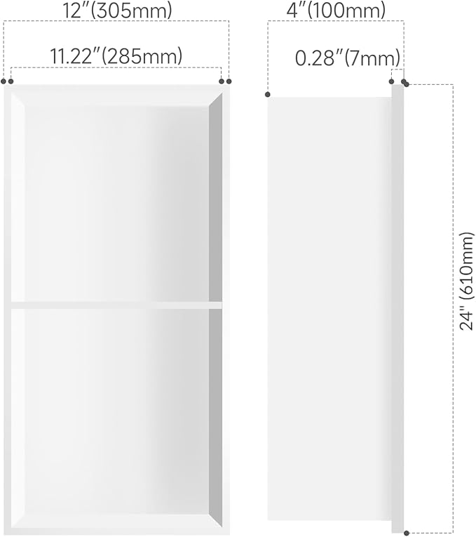24" X 12" Stainless Steel Shower Niche Insert Tile Ready, Niche - Image 3