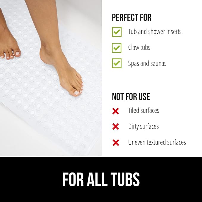 GORILLA GRIP Patented Bath Tub Shower Mat, Machine Washable Bathtub Floor Liner - Image 6