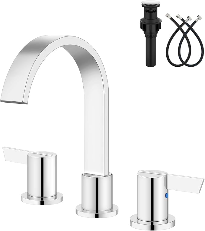 Aolemi Bathroom Faucets 3 Hole, 8 Inch Widespread Waterfall Bathroom Sink Faucet by Aolemi