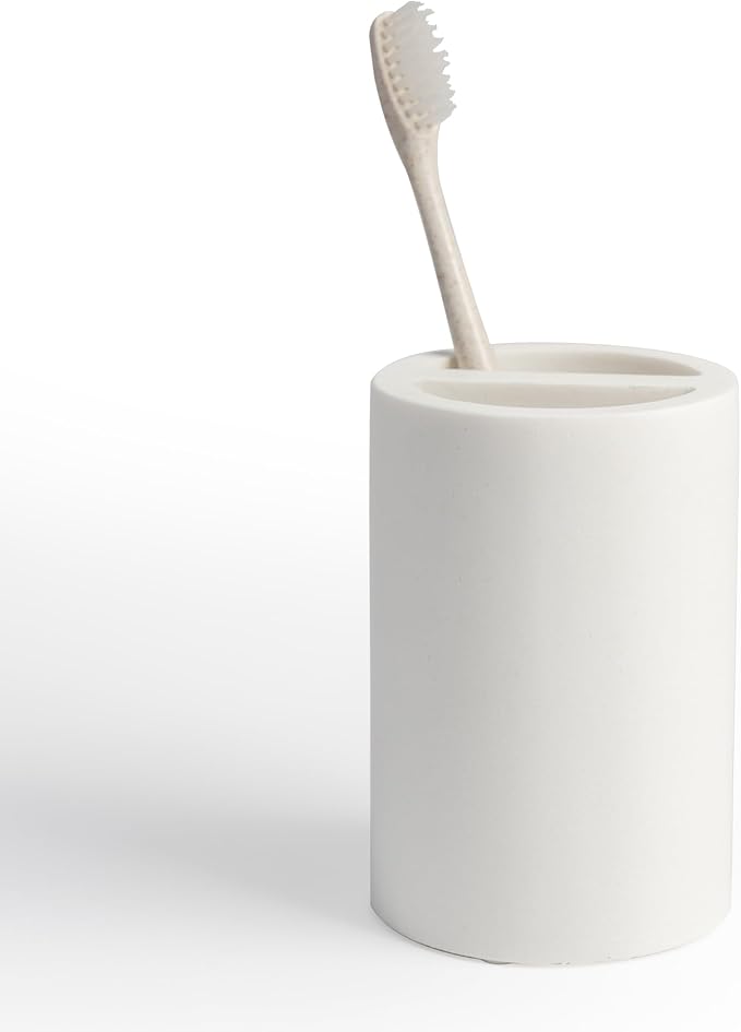 White Toothbrush Holder for Bathrooms – Modern Resin Countertop Organizer by JoLavie