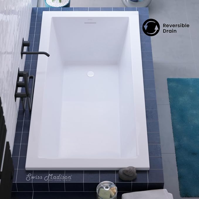 Swiss Madison Voltaire 72 x 36 Reversible Drain Soaking Drop-in Bathtub in - Image 2