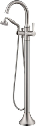 Freestanding Tub Faucet Floor Mount Tub Filler Brushed Nickel Free Standing by wowkksanitaryware