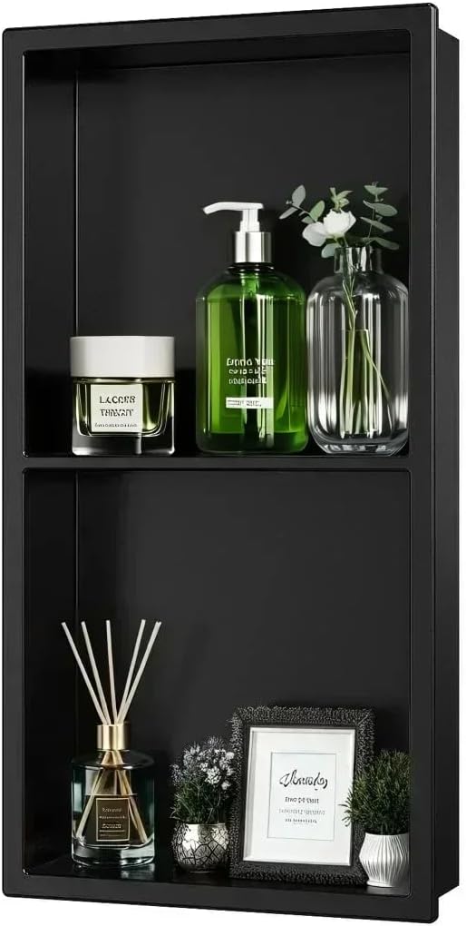 Shower Niche No Tile Needed, Recessed 2-Tier Wall Niche Shelf by ACEMIRO
