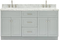 ARIEL Hamlet 67" Grey Double Bathroom Vanity, 1.5" Edge Italian Carrara Marble by Ariel