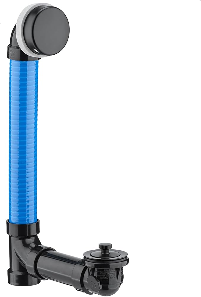 Yariwiz 1-1/2" Matte Black Bathtub Tub Drain Kit Blue Elastic Tube Bath Waste by Yariwiz
