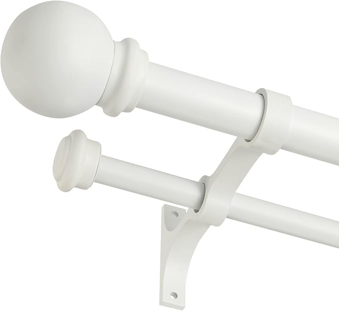 Double Curtain Rod 48 to 84 inch, Adjustable 1 inch Double Drapery Rod Rods by YuMierle
