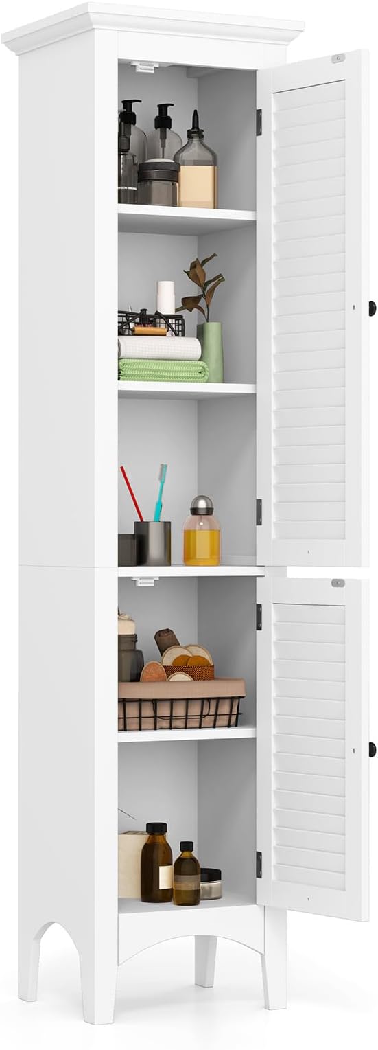 Tangkula 63" Tall Bathroom Storage Cabinet, Freestanding Narrow Linen Tower by TANGKULA