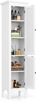 Tangkula 63" Tall Bathroom Storage Cabinet, Freestanding Narrow Linen Tower by TANGKULA