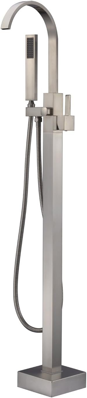 Freestanding Bathtub Faucet Tub Filler Brushed Nickel Waterfall Floor Mount by ArtiquaSanitaryWare