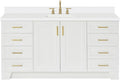 ARIEL Taylor 67" White Bathroom Vanity, 1.5" Edge Pure White Quartz Countertop by Ariel