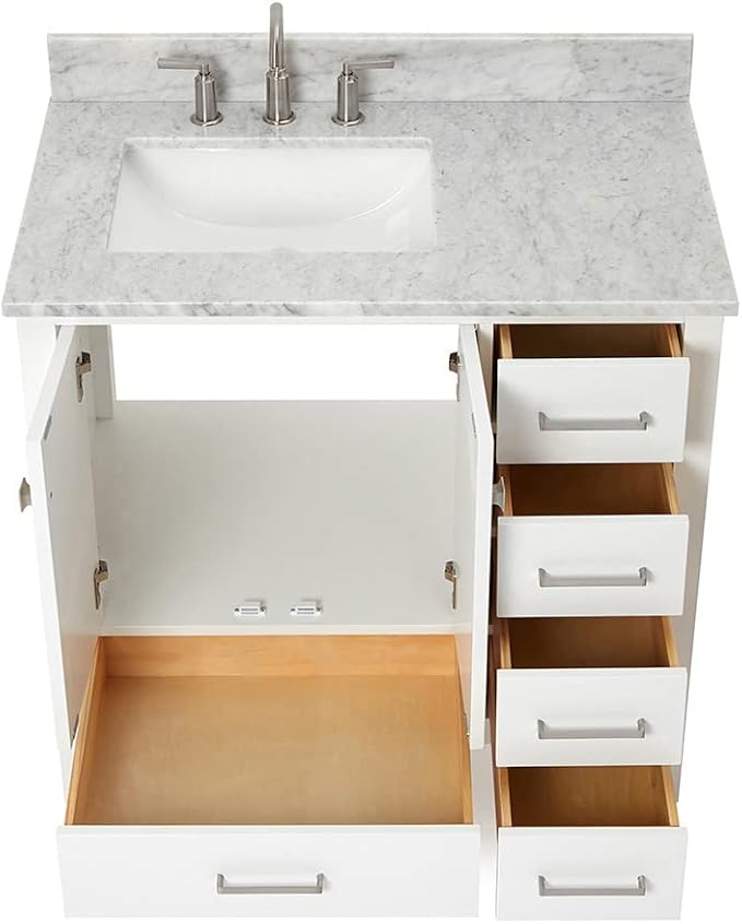 ARIEL Cambridge 37 Inch White Bathroom Vanity - Image 6