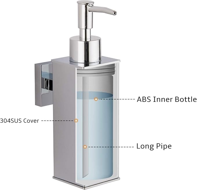 BGL Hand Soap Dispenser Stainless Steel 304 Wall Mount Chrome Soap Dispenser - Image 5