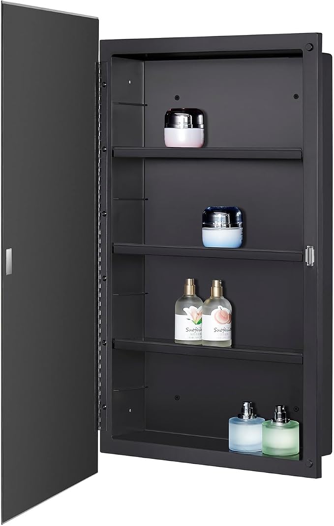 Black Plastic Medicine Mirror Cabinet - Image 2