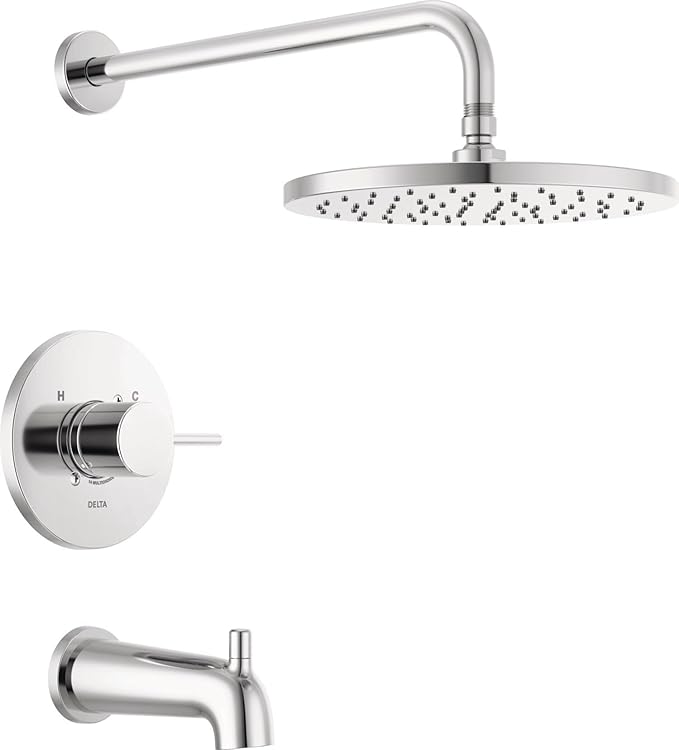 Delta Modern 14 Series Round Rain Bathtub and Shower Faucet Set, Rainfall by DeltaFaucet