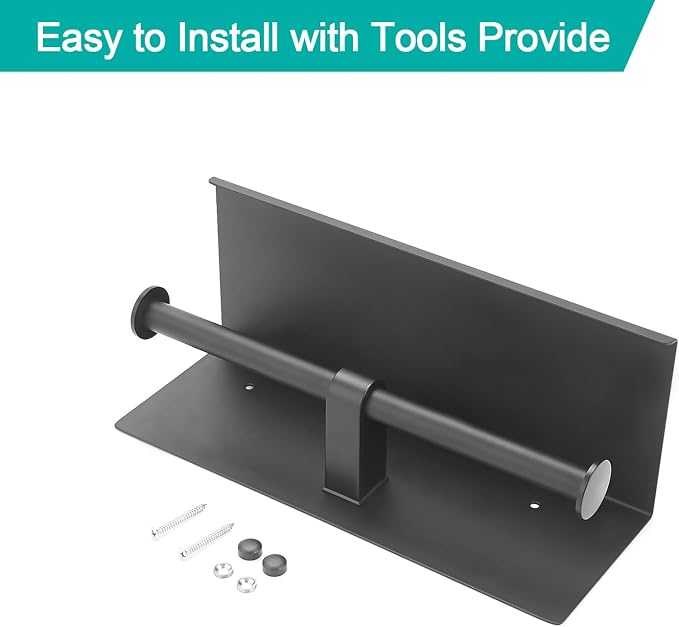 BGL Toilet Paper Holder with Shelf Matte Black, 304 Stainless Steel Wall Mount - Image 9