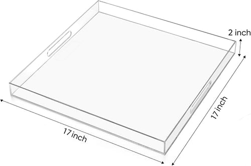 17×17 inches Oversized Clear Acrylic Ottoman Tray Extra Large Decorative Tray - Image 2